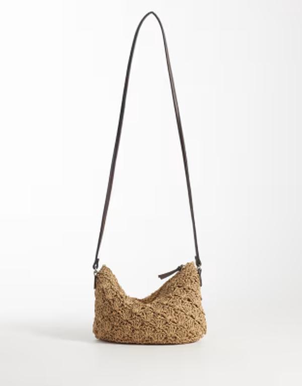エイソス レディース バッグ ASOS DESIGN crochet straw shell crossbody bag inatural NATURAL