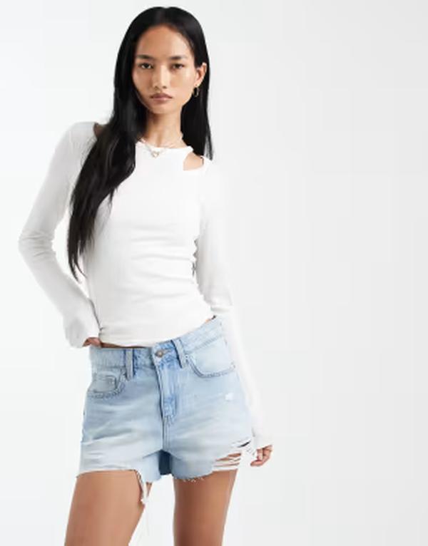 コットンオン レディース ボトムス ハーフパンツ・ショーツ ショートパンツ デニム Cotton original denim shorts in laurel BLUE ブルー|ReVida 店