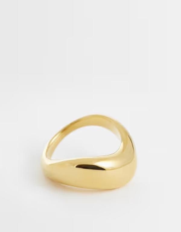 エイソス レディース アクセサリー リング Tシャツ ASOS DESIGN waterproof stainlessteel ring with clean wave design tone GOLD ゴールド