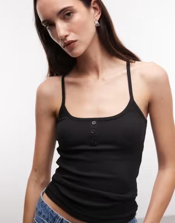 コルージョン レディース トップス 限りない COLLUSION racer back Henley cami Black 黒いこと トップス-ベスト・ジレ-レディースファッション