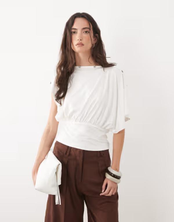 エイソス レディース トップス Tシャツ ASOS DESIGN multi way button up top in cream クリーム