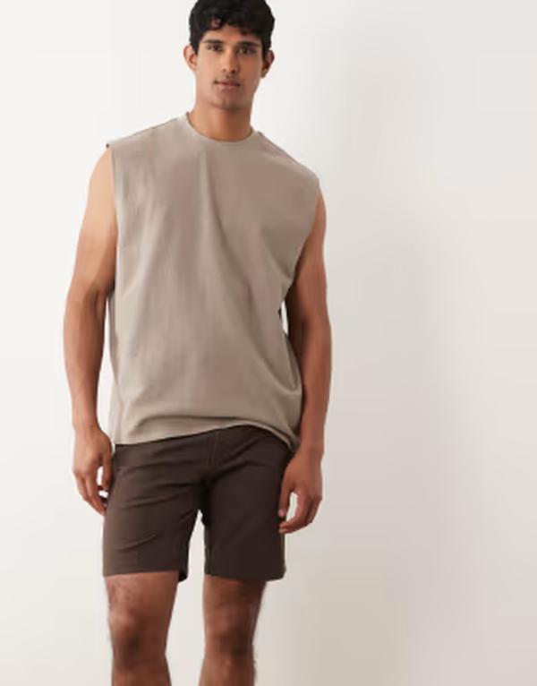 エイソス メンズ ボトムス ハーフパンツ・ショーツ スリムフィット ショートパンツ ASOS DESIGN slim fit chino shorts BROWN ブラウン