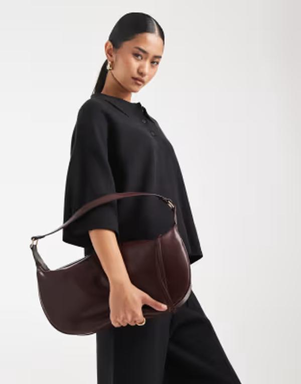 グラマラス レディース バッグ Glamorouslouchy shoulder bag in dark plum Burgundy バーガンディ