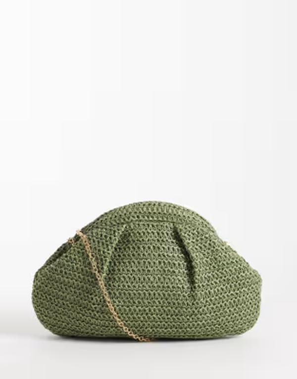グラマラス レディース バッグ Glamoroustraw pillow clutch purse Kahki グリーン