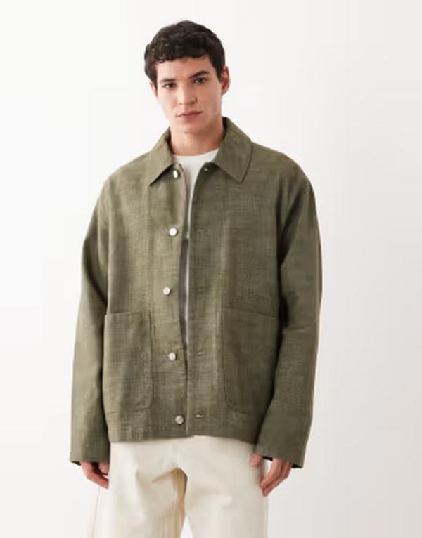 エイソス メンズ アウター ジャケット・ブルゾン コットン ASOS DESIGN cotton worker jacket Khaki カーキ