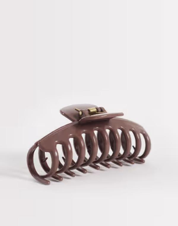 デザインビーロンドン レディース アクセサリー DesignB London ultra resistant silicone hair claw clip in dark BROWN ブラウン