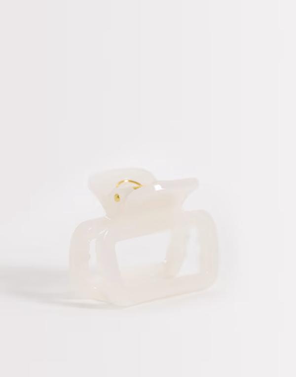 デザインビーロンドン レディース アクセサリー ミニ DesignB London mini square hair claw clip in opaque WHITE ホワイト