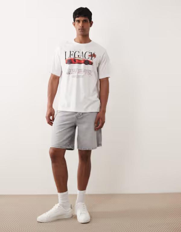 オンリーアンドサンズ メンズ ボトムス ハーフパンツ・ショーツ ショートパンツ デニム ONLY & SONS loose fit denim shorts in light gray wash Light gray denim グレー 12,936円
