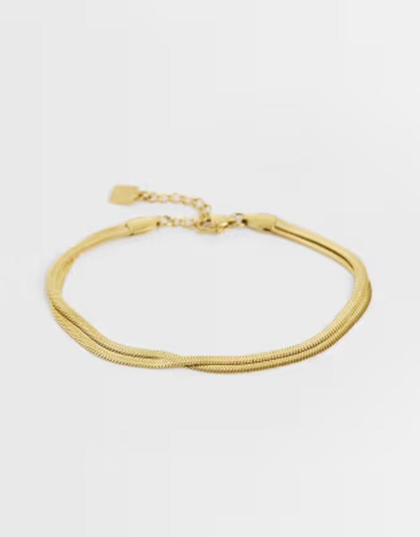エイソス レディース アクセサリー ブレスレット・バングル・アンクレット Tシャツ ASOS Curve ASOS DESIGN Curve waterproof stainlessteel multi-row snake chain braceletone GOLD ゴールド