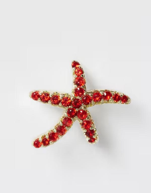 ピーシーズ レディース アクセサリー ピアス・イヤリング PIECES red starfish earrings tone Gold Color /red レッド