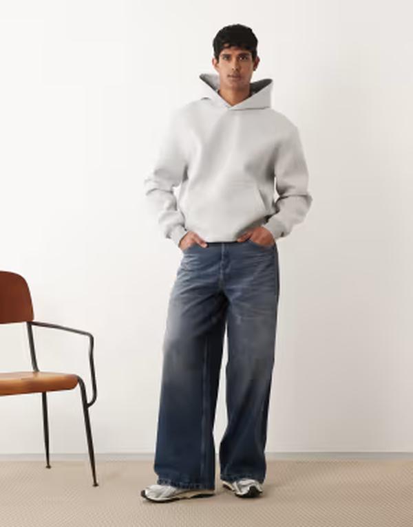 エイソス メンズ アウター パーカー・スウェット スキューバ ASOS DESIGN heavyweight relaxed hoodie in scuba-style fabric heather Gray Heather グレー
