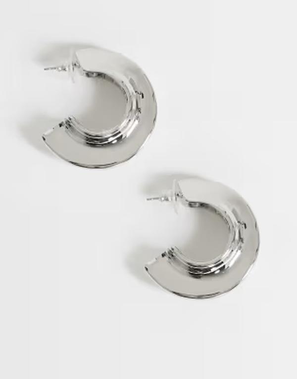 トップショップ レディース アクセサリー ピアス・イヤリング Topshop Cassie chunky hoop earrings tone SILVER シルバー