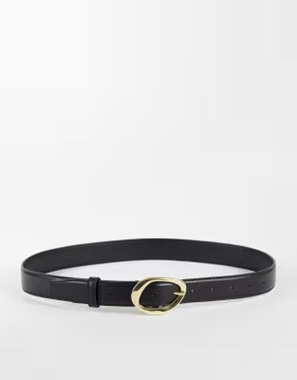 エイソス レディース アクセサリー ベルト ASOS DESIGN waist and hip gold bubble angled buckle Black ブラック