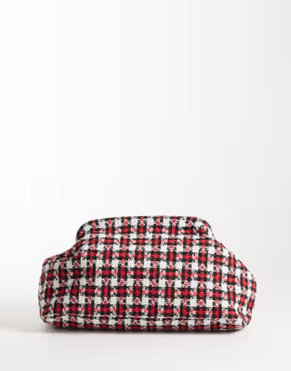 エイソス レディース バッグ ASOS DESIGN ASOS DEISGN large frame clutch bag check boucle Multi マルチカラー