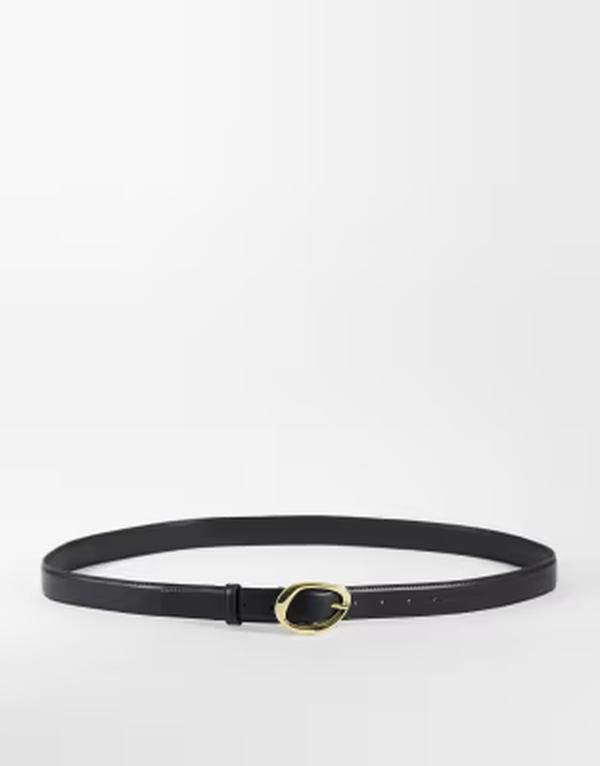 エイソス レディース アクセサリー ベルト ASOS Curve ASOS DESIGN Curve waist and hip gold-tone bubble angled buckle Black ブラック