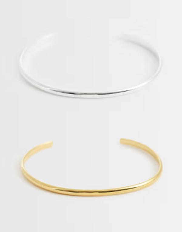 マンゴ レディース アクセサリー ブレスレット・バングル・アンクレット Tシャツ Mango 2 pack dainty stainlessteel bangles tone and silver tone GOLD ゴールド