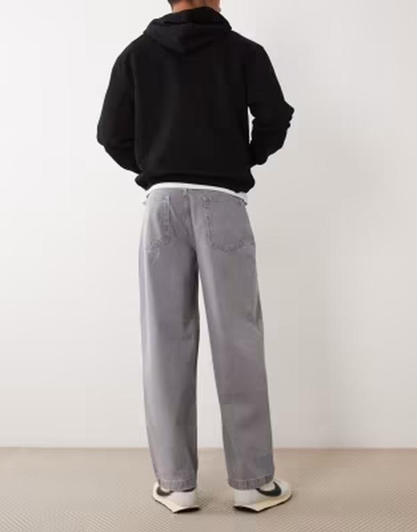 エイソス メンズ ボトムス デニムパンツ ジーンズ ASOS DESIGN loose straight jeans in washed Gray グレー