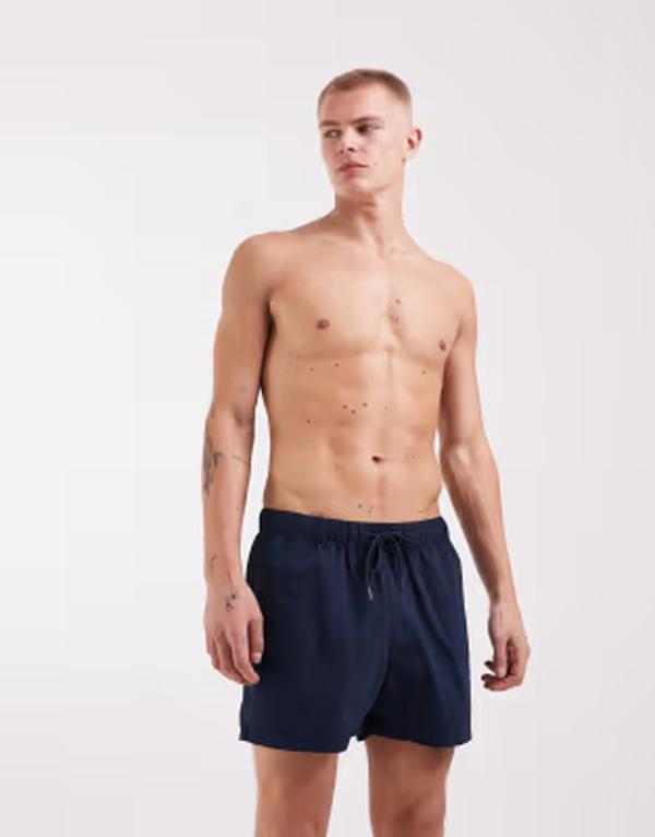 エイソス メンズ 水泳着 二分の一ズボン下・さる股引き 遊撃手ズボン下 ASOS DESIGN swim shorts インチ short length NAVY 米国海軍