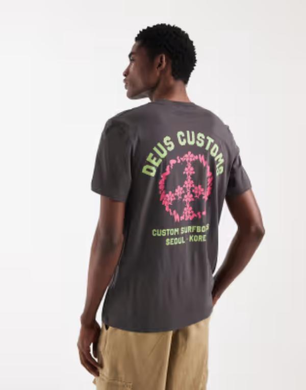 デウス エクス マキナ メンズ トップス Tシャツ Deus Ex Machina Fancy Pansy T-shirt in anthracite Black ブラック
