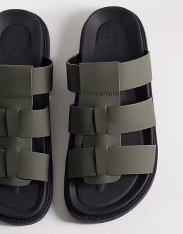 エイソス メンズ シューズ サンダル ASOS DESIGN classic strap sandals Khaki カーキ