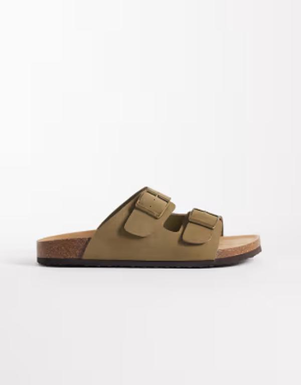 エイソス メンズ シューズ サンダル ASOS DESIGN two strap sandals with cork soles in taupe トープ
