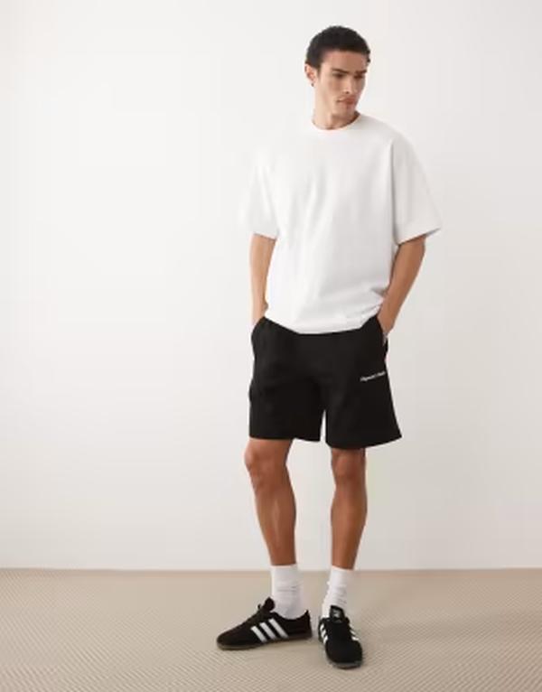 ジャック アンド ジョーンズ メンズ ボトムス ハーフパンツ・ショーツ スウェット シャツ ショートパンツ ロゴ Jack & Jones orginals logo sweatshirt fabric shorts Black ブラック