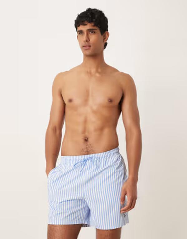 カルバンクライン メンズ 水着 ハーフパンツ・ショーツ ドローコードウエスト ショートパンツ Calvin Klein drawstring waist swim shortstripe 20186 Penny Stripe+B ストライプ