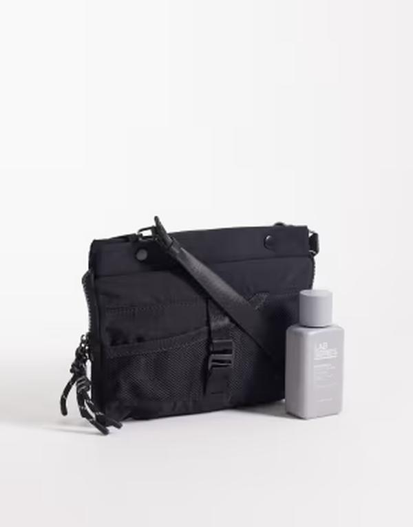 エイソス メンズ 御徒面子 ナイロン ASOS DESIGNylon crossbody bag Black 黒いこと バッグ・小物・ブランド雑貨-ショルダーバッグ・メッセンジャーバッグ-バッグ