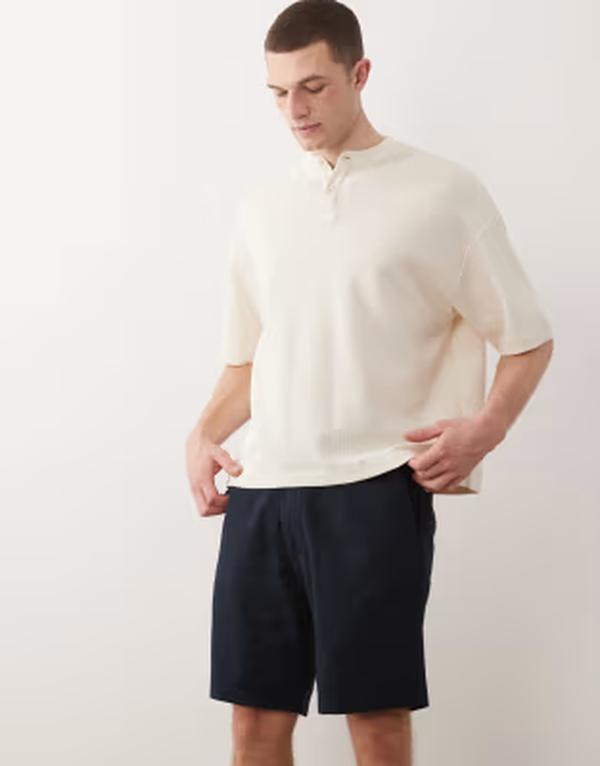 ジャック アンド ジョーンズ メンズ ボトムス ハーフパンツ・ショーツ ショートパンツ リネン Jack & Jones drawstring linen mix shorts Navy Blazer ネイビー
