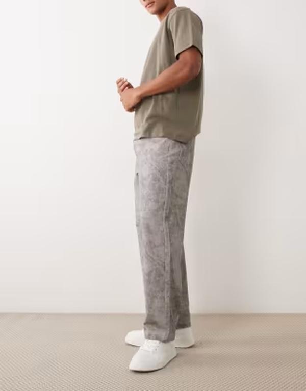 エイソス メンズ ボトムス カジュアルパンツ プリント ASOS DESIGN loose straight pants in fuzzy print Fuzzy print