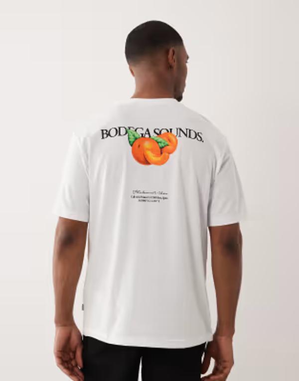 オンリーアンドサンズ メンズ トップス Tシャツ プリント ONLY & SONS oversized t-shirt with Bodega Sounds back and chest print Bright White ホワイト|ReVida 店