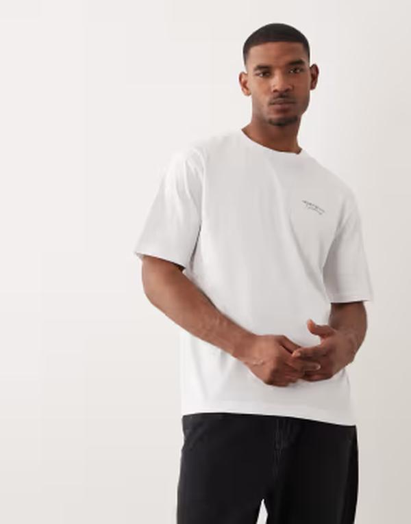 オンリーアンドサンズ メンズ トップス Tシャツ プリント ONLY & SONS oversized t-shirt with gallery back and chest print Bright White ホワイト