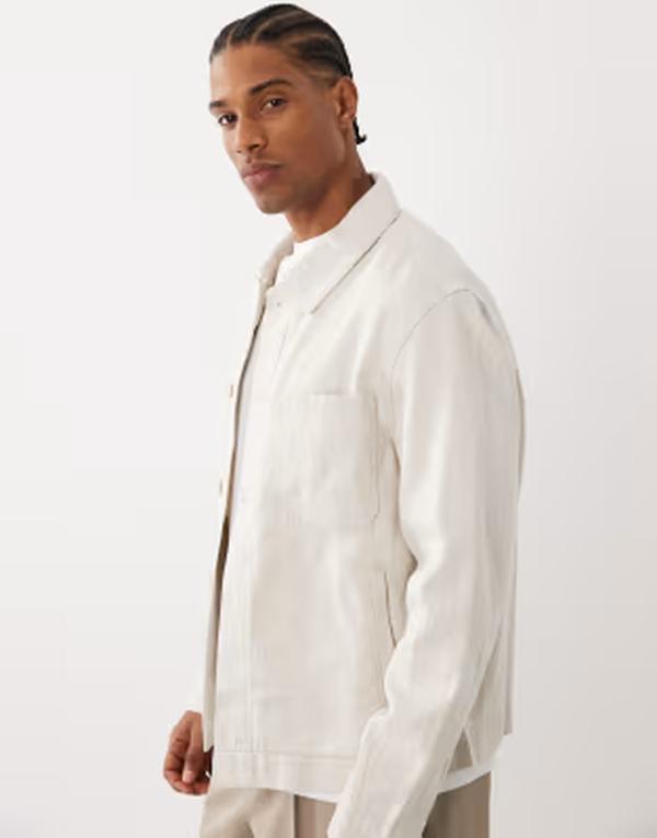 マンゴ メンズ アウター ジャケット・ブルゾン デニム リネン Mango linen blendenim look button up jacket in ecru エクリュ 26,496円
