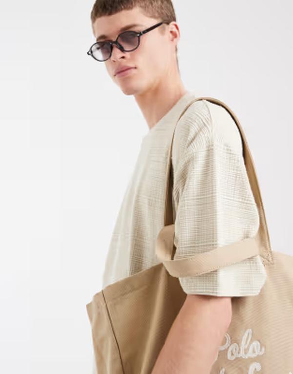 エイソス メンズ トップス Tシャツ ASOS DESIGN heavyweight oversized T-shirtexture Pelican ベージュ