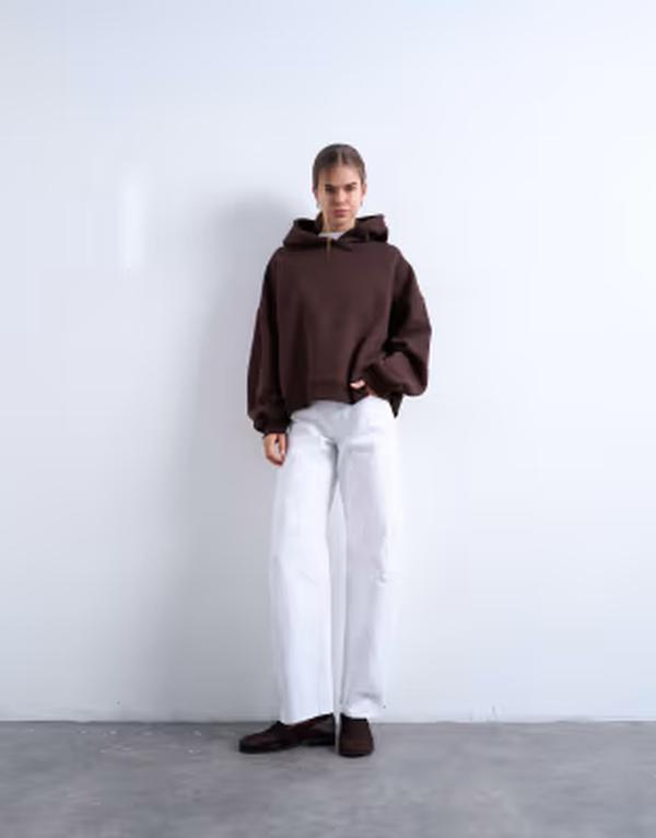 トップショップ レディース ボトムス デニムパンツ ジーンズ Topshop Barrel mid rise jeans WHITE ホワイト