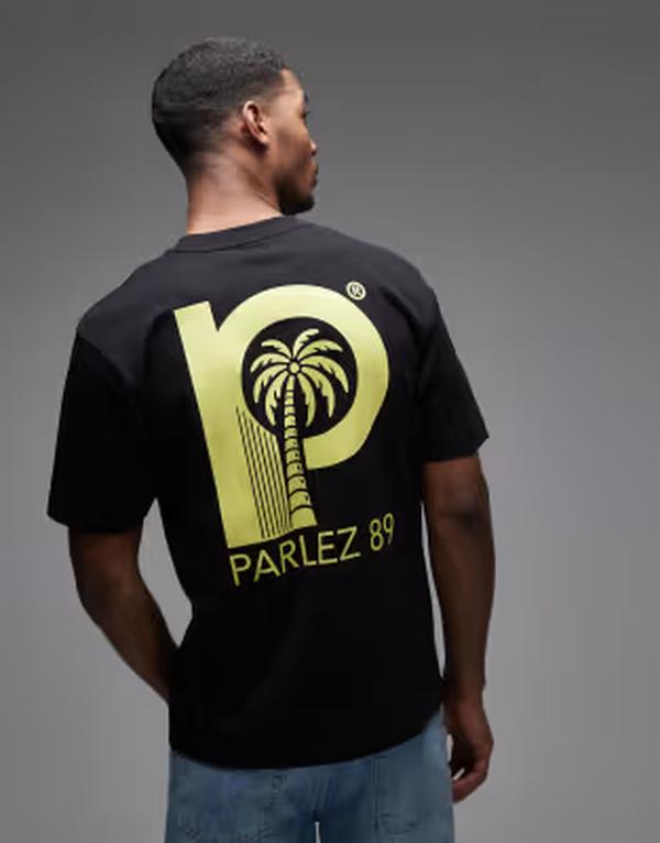 茶飲み友だちレ メンズ トップス プルオーバー 刷り上げる グラフィック Parlez delray t-shirt with back print graphic Black 黒いこと