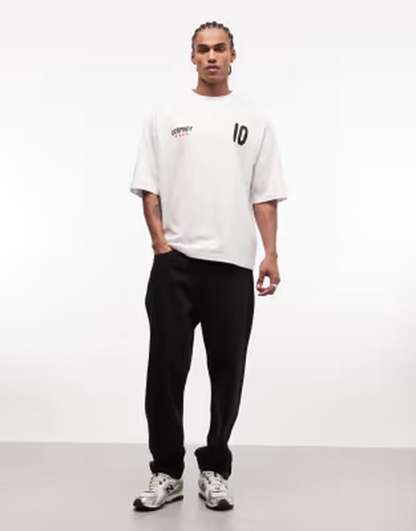 エイソス メンズ トップス ティーシャツ グラフィック ASOS DESIGN oversized t-shirt with Germany soccer graphic WHITE 白いこと