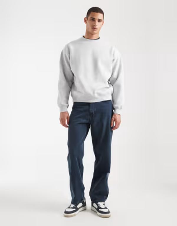 コットンオン メンズ アウター パーカー・スウェット セーター Cotton box fit crew sweater heather Gray Marle グレー