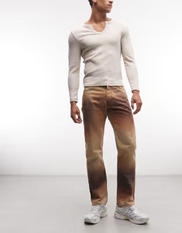 週日 メンズ ボトムス ジーンズズボン下 デニム Weekday space straight jeans Brown 赤銅色