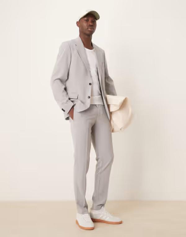 エイソス メンズ アウター 上衣・上衣 ASOS DESIGN four way stretch skinny fit suit jacket Mid gray 薄墨色