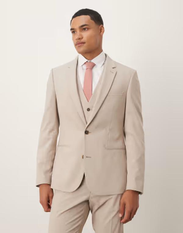 エイソス メンズ アウター ジャケット・ブルゾン ASOS DESIGN skinny suit jacket in ecru エクリュ｜ReVida 店