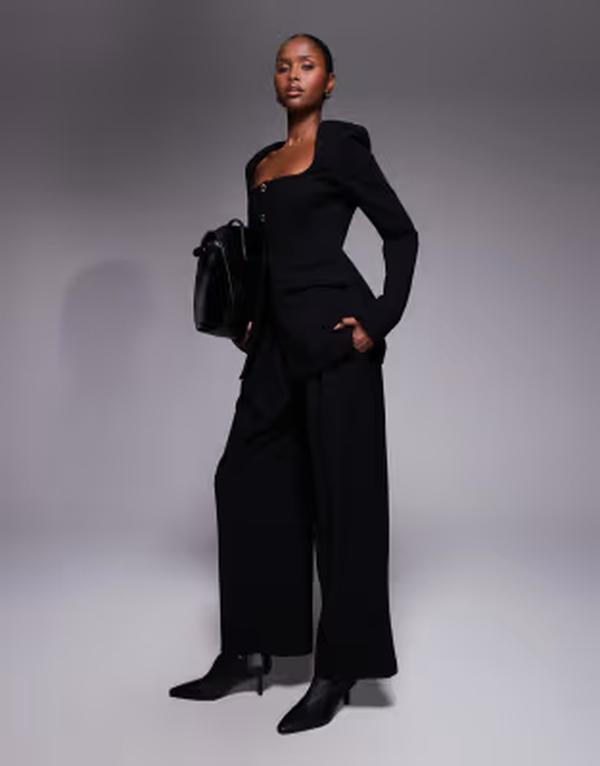 グッドアメリカン レディース アウター ジャケット・ブルゾン ブレザー Good American soft stretch ponte sculpted blazer Black 001 ブラック｜ReVida 店