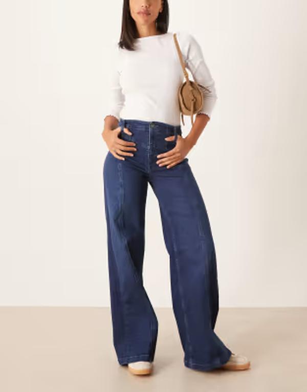 フリーピープル レディース ボトムス カジュアルパンツ ワイドレッグ Free People libre wide leg pants in lock and key BLUE ブルー｜ReVida 店