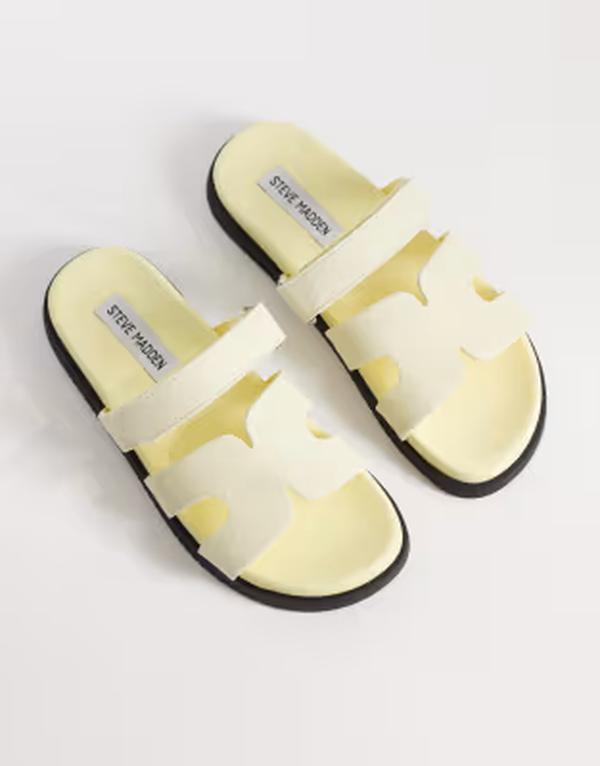 スティーブ マデン レディース シューズ サンダル スエード Steve Madden Missile sandals with straps in butter yellow suede BUTTER YELLOW SUEDE イエロー｜ReVida 店