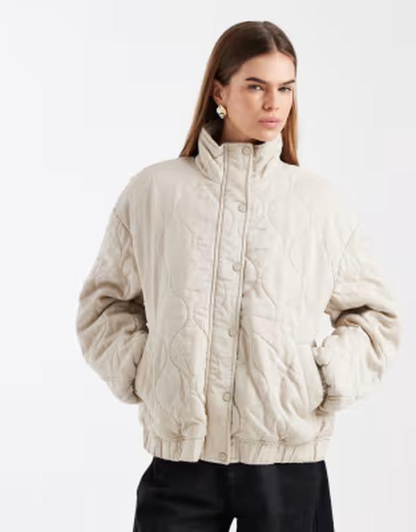エイソス レディース アウター 上衣・上衣 キルティング ASOS DESIGN quilted bomber jacket with yoke detail インチ sage サルヴィア