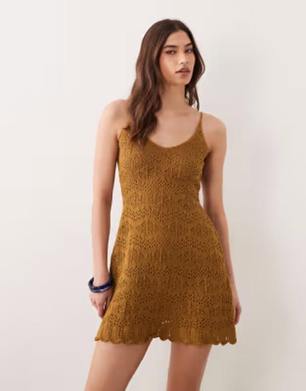ミスセルフフリッジ レディース トップス 衣装 ミニ Misselfridge strappy crochet mini dress インチ olive オリーブ