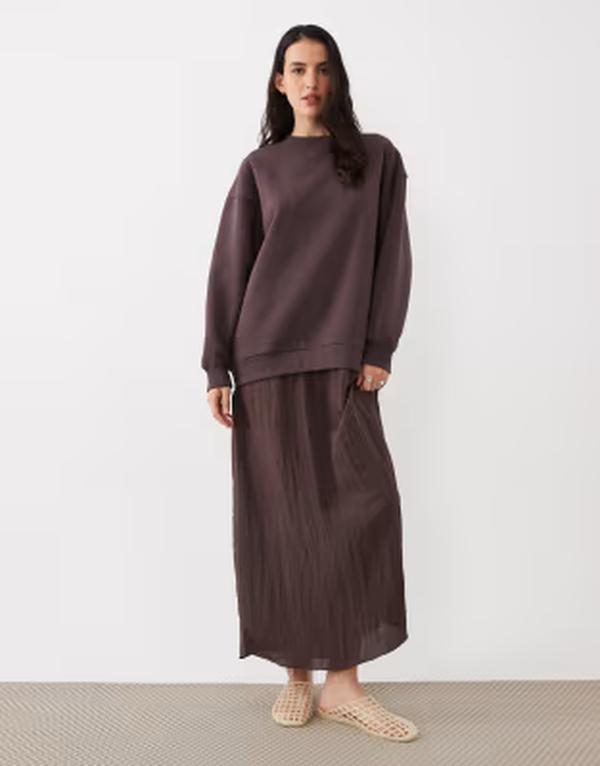エイソス レディース トップス ワンピース セーター ASOS DESIGN hybrid sweater dress in chocolate チョコレート｜ReVida 店 15,735円