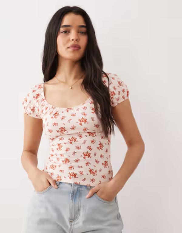 ミスセルフフリッジ レディース トップス プルオーバー 御花柄 刷り上げる 御花 Misselfridge milkmaid top floral print Ditsy print サクラ色