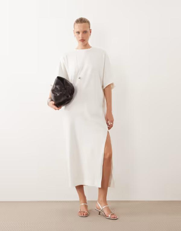 エイソス レディース トップス 衣装 midi プルオーバー ASOS DESIGN batwing T-shirt MIDI dress Off-white 象牙色