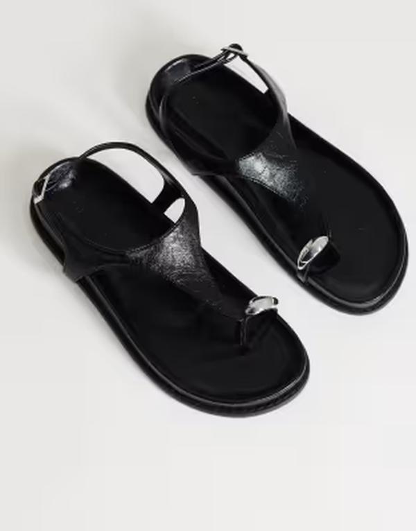 とっ始め販売店 レディース シューズ サンダル Topshop Elsie hardware trim footbed sandals Black 黒いこと